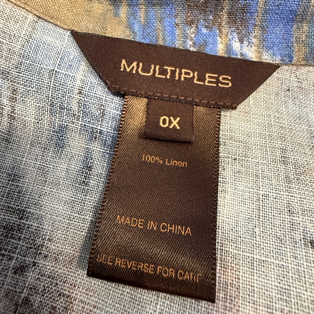Multiples linen button up jacket abstract multico… - image 6